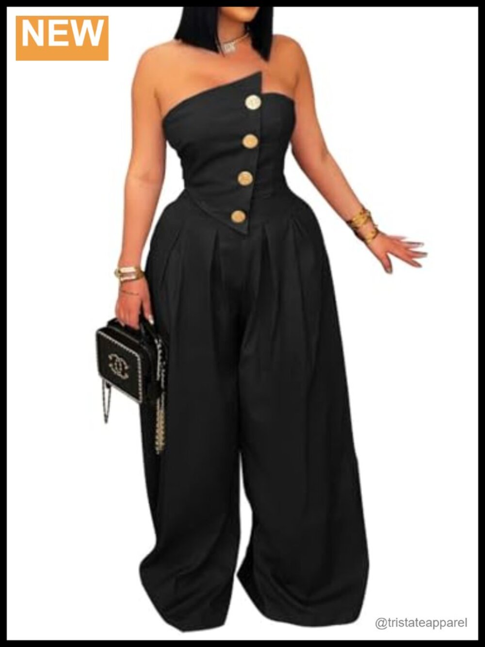 BOKITECAO Women's Strapless Cargo Jumpsuit Wide Leg One Piece
